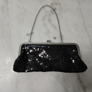 Ann Taylor Loft Small Evening Sequin Clutch Shoulder Bag Chain Strap 9”x4.5”